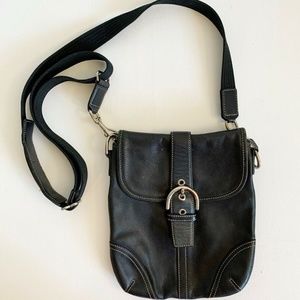 Coach Ladies Soft Leather Crossbody Bag - Black
